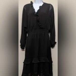 Emma & Michele Elegant Black Ruffle Top